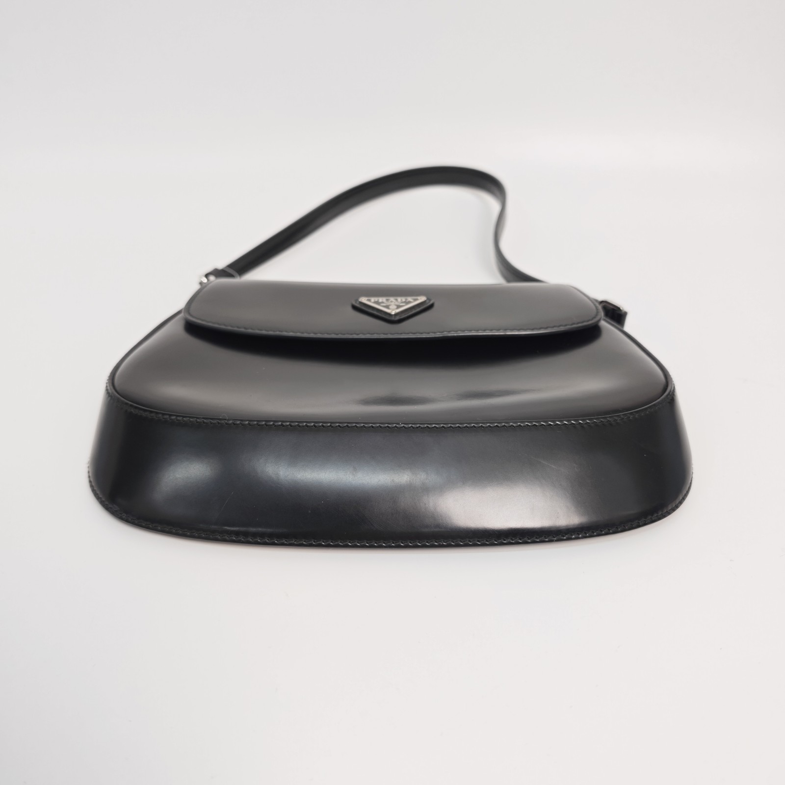 Prada Cleo Normal Black Glossy Cowhide Shoulder Crossbody Bag Duty Paid