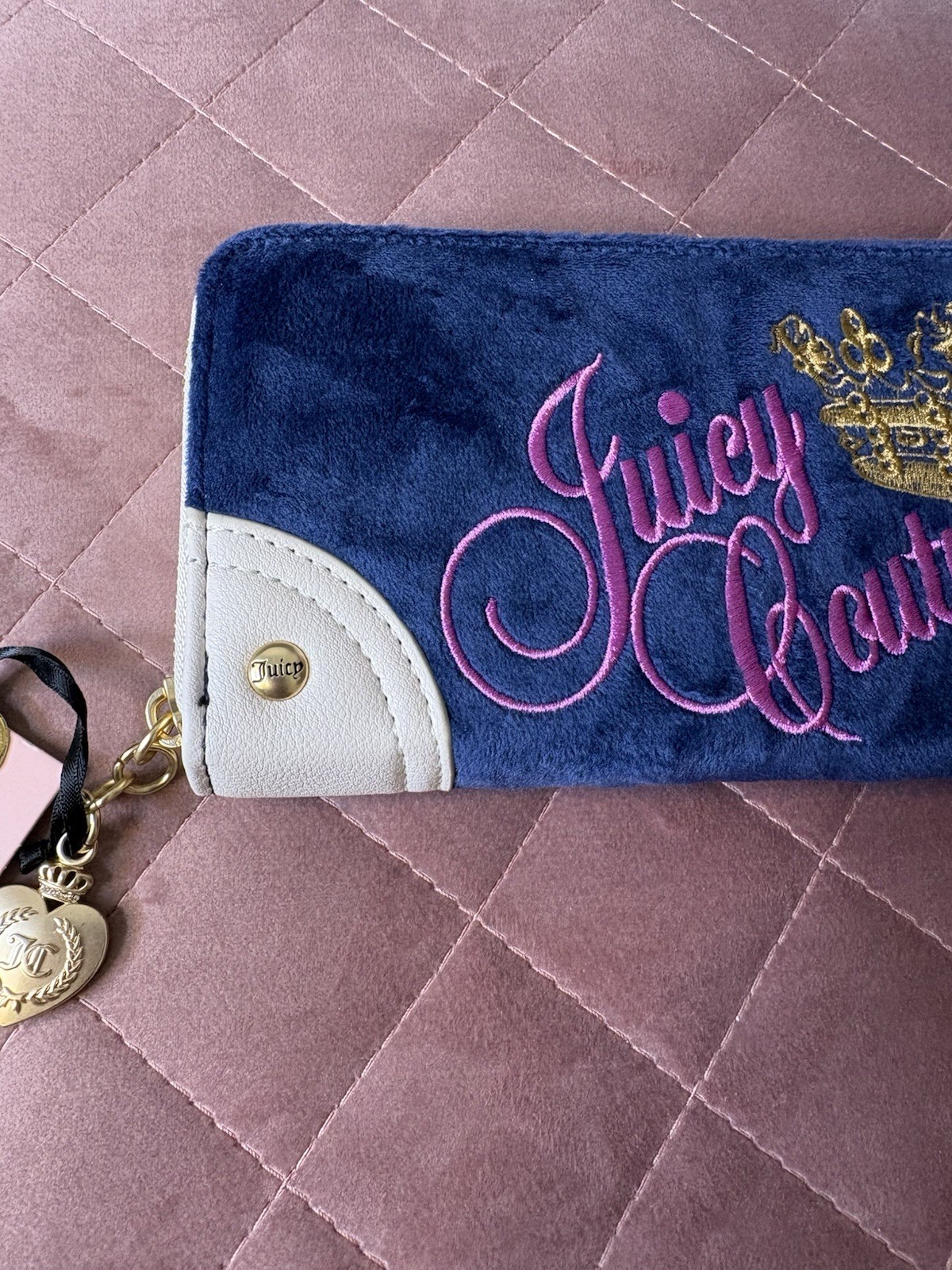 Juicy Couture Blue Velour Lovers Club Tote Bag & Matching Wallet Set NWT Y2K