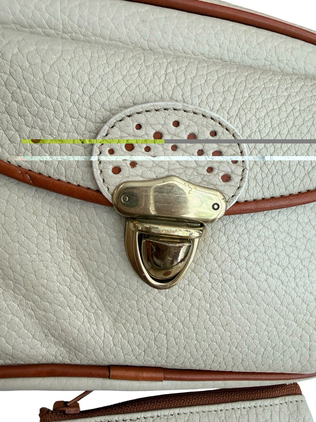 Dooney Bourke Cream Brown Kilty Crossbody Shoulder Bag Leather Vintage Golf