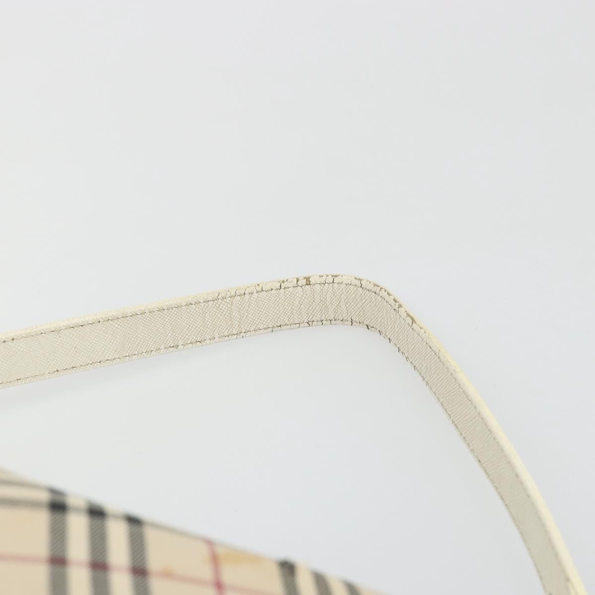 BURBERRY Nova Check Shoulder Bag Canvas Leather Beige Silver Auth ARZ872