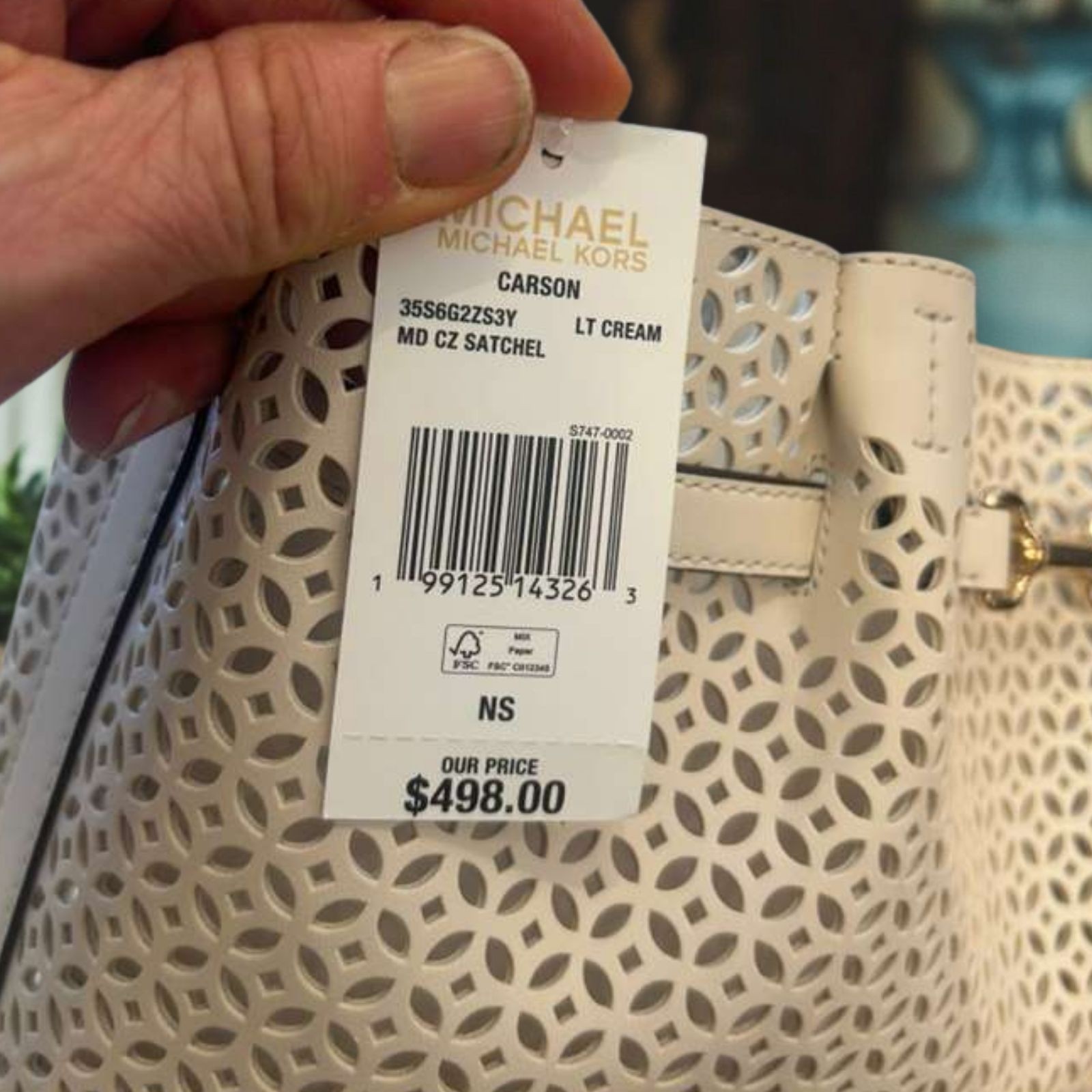 Michael Kors Carson Women Medium PU Blend Floral Laser Cut Satchel Bag Handbag