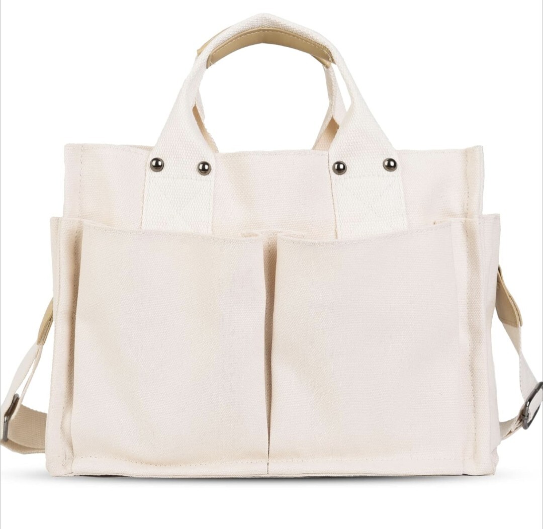 Personalized Beige Green Tote Bag Canvas Bags Custom Printed Reusable