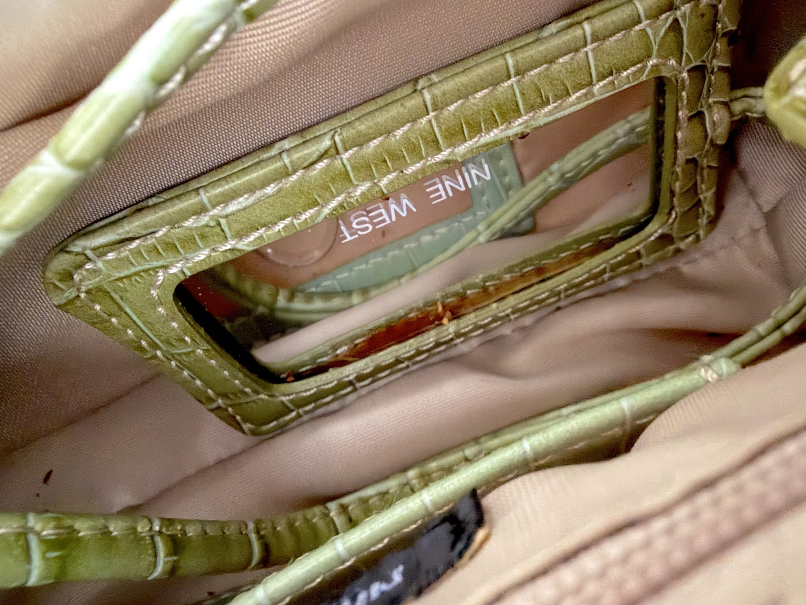 Nine West Y2K Lime Green Croc Embossed Mini Shoulder Bag Baguette Purse Vintage