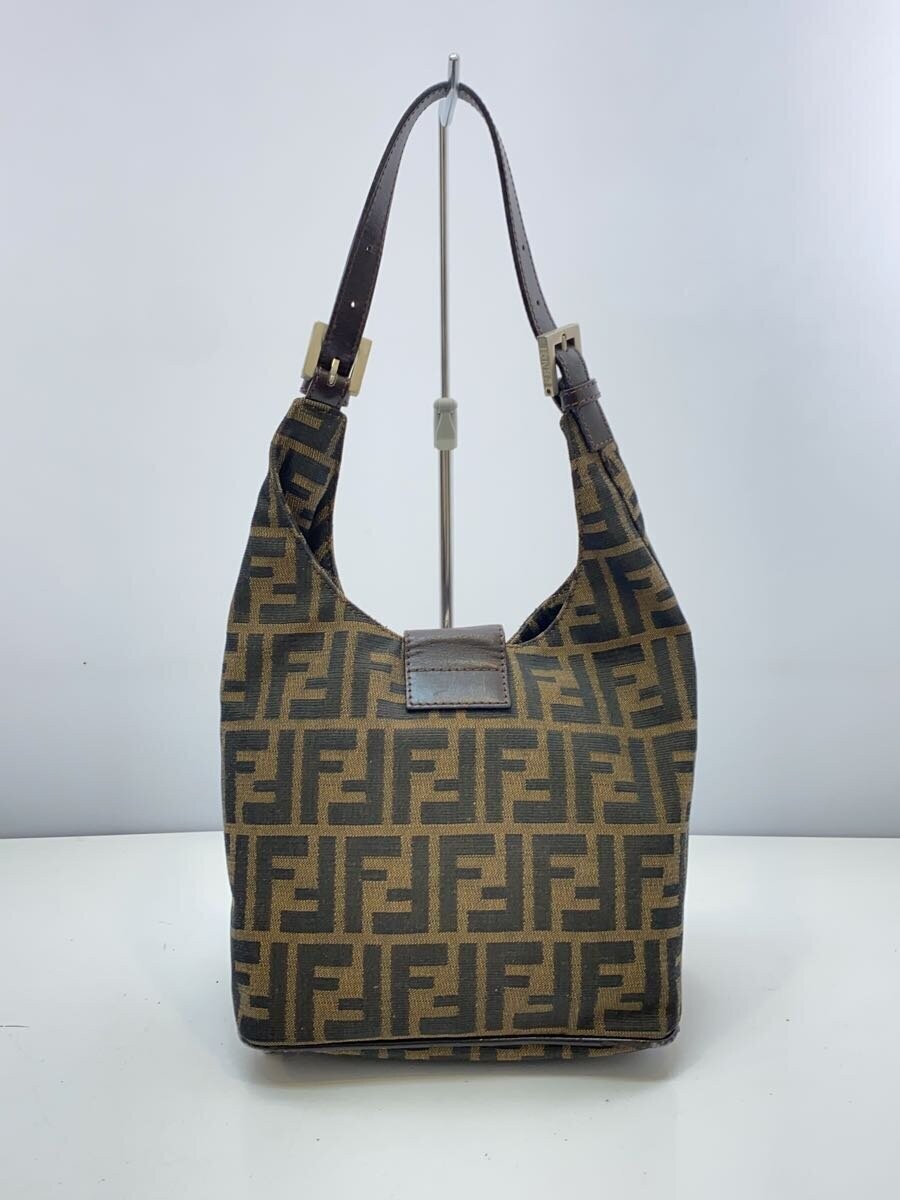 FENDI Zucca pattern one shoulder bag handbag canvas brown corner wear