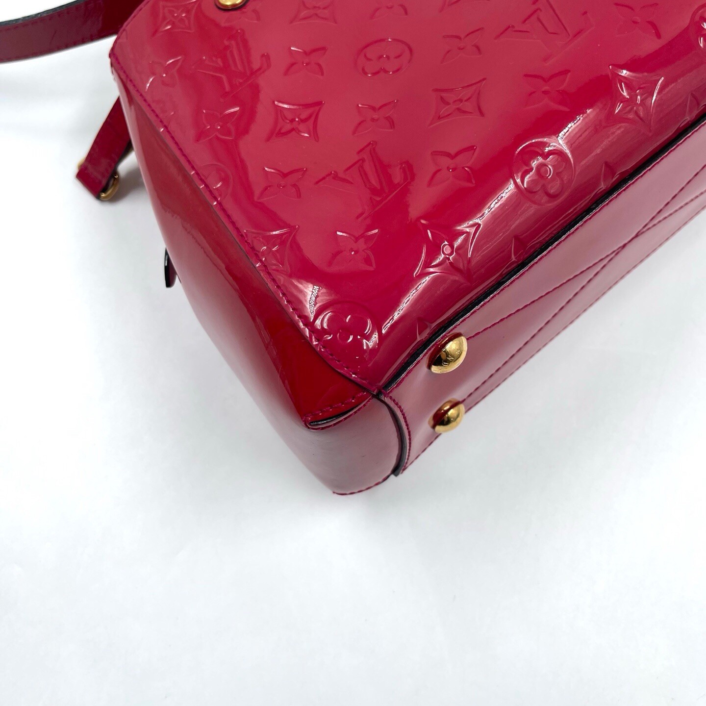 LOUIS VUITTON Montaigne BB Handbag Crossbody Patent Leather Red LV 032608