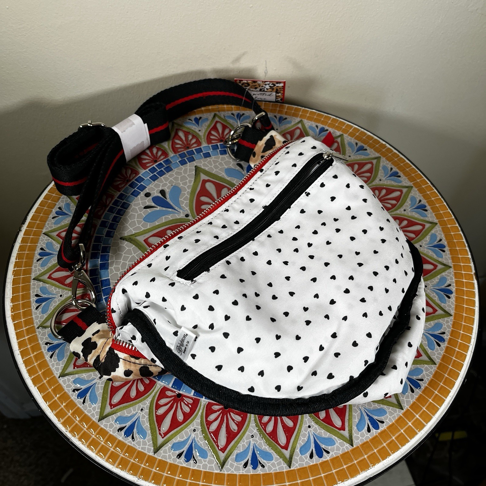 Brighton Spotted Love Swing Bag Leopard Crossbody Adjustable Belt Bag Zipper