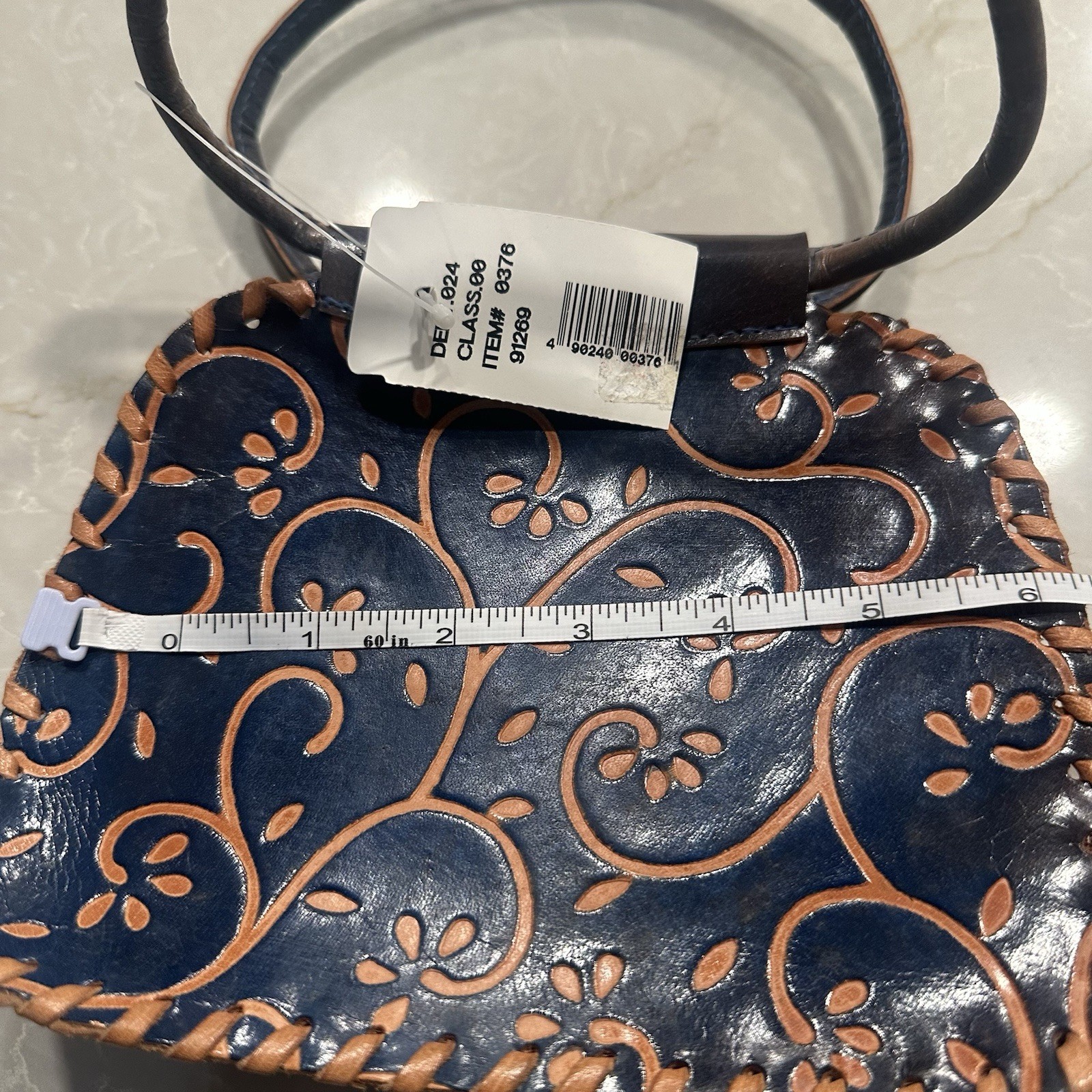 Artisan Navy Handstitched Leather Handbag Made in India