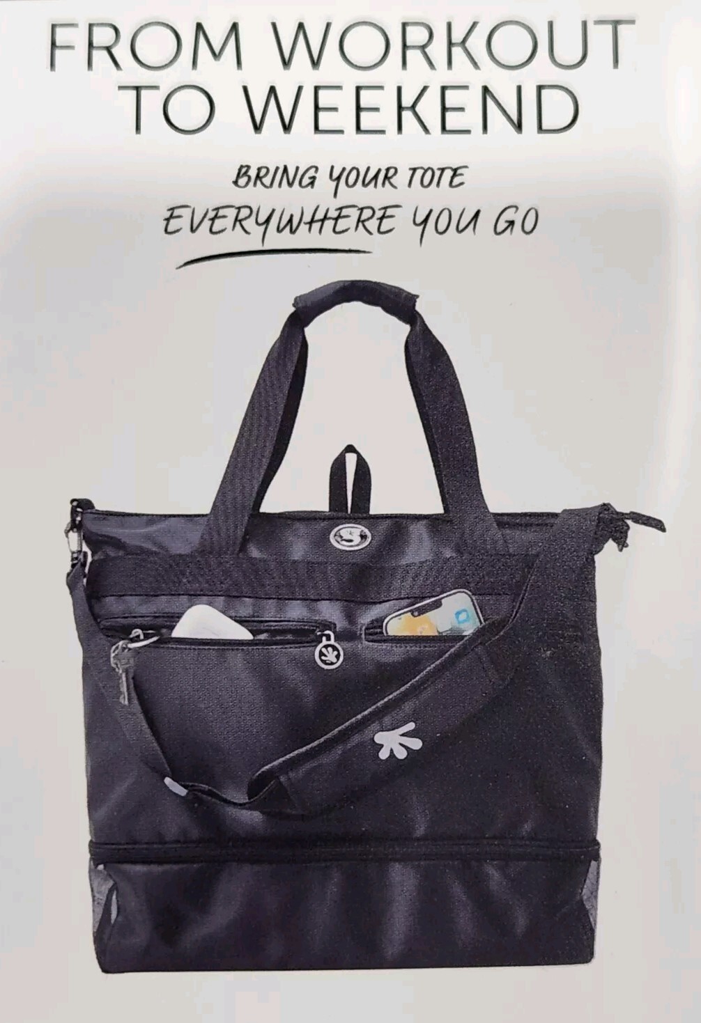Geckobrands Crossover Tote Black, 16 x 18 x 8 inches