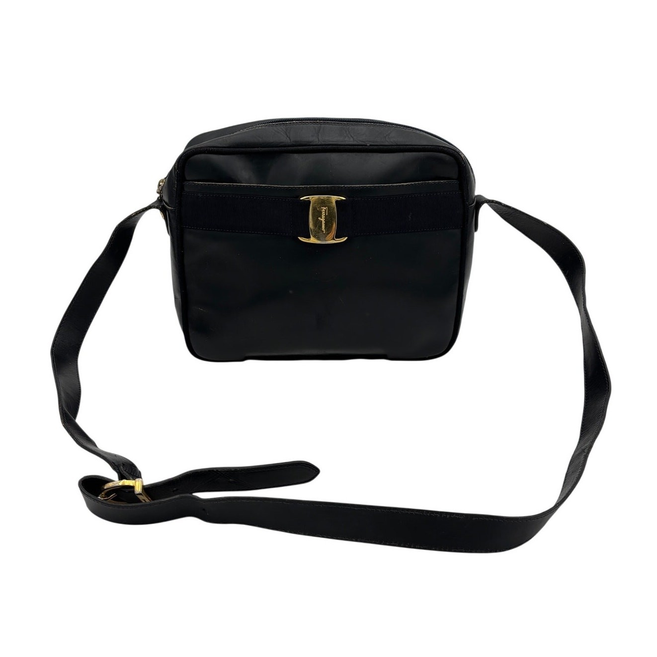 Vintage 90s Salvatore Ferragamo Vara Bag Black Bow Leather Crossbody