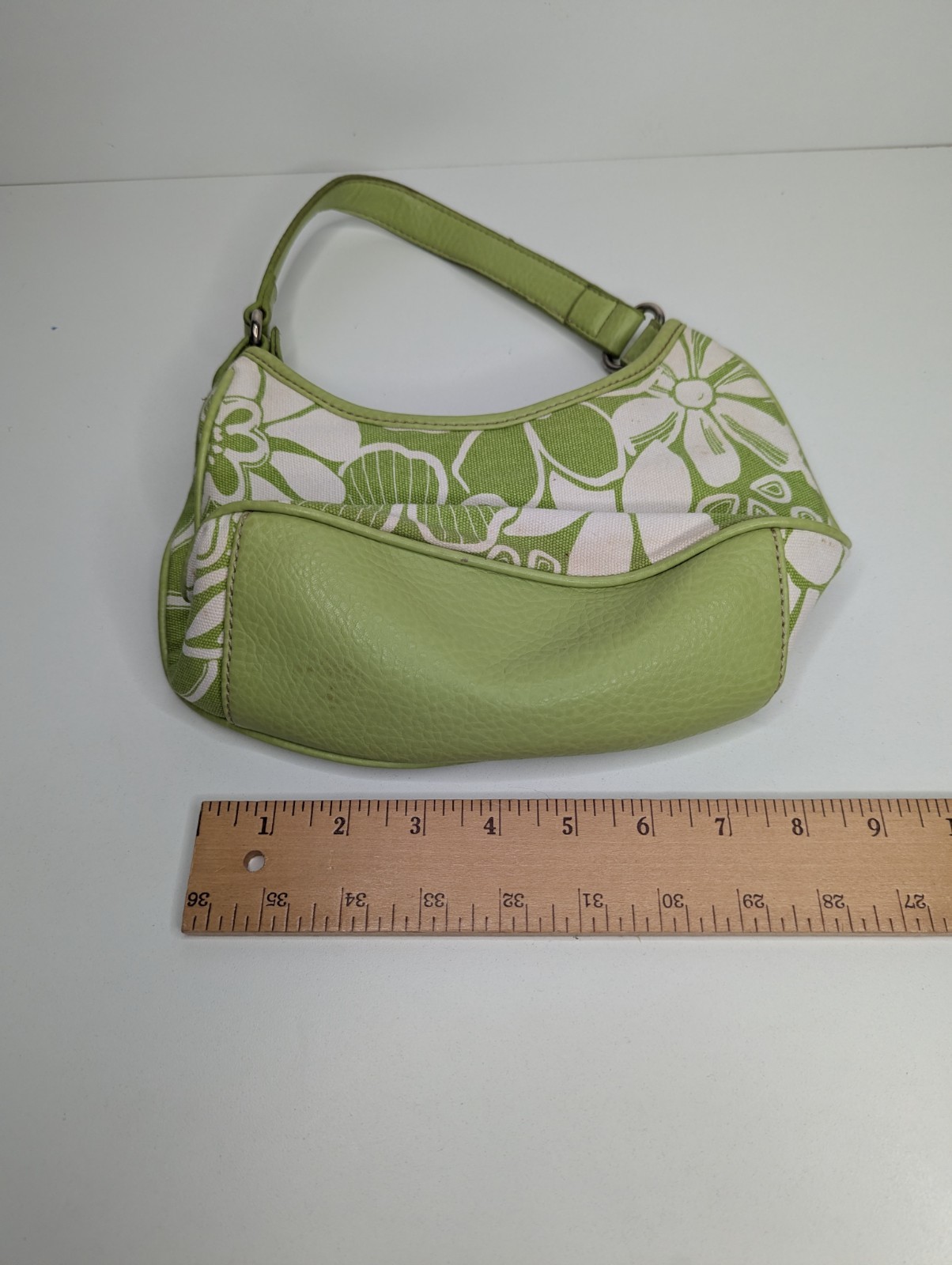 VTG 90s Tommy Hilfiger Floral Green Beige Canvas Hobo Bag Satchel Purse Y2K