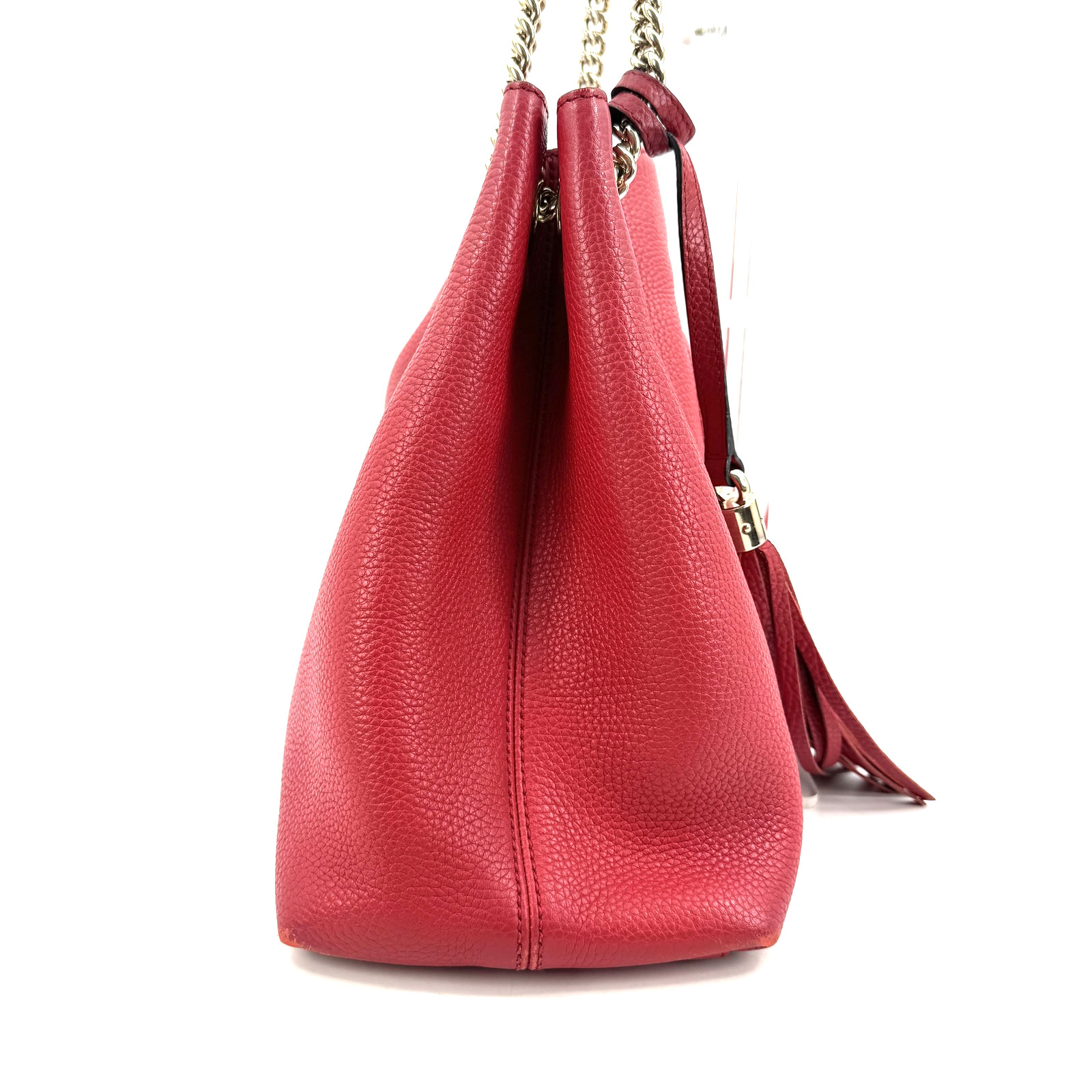 GUCCI Soho Chain Tote Bag Red Leather