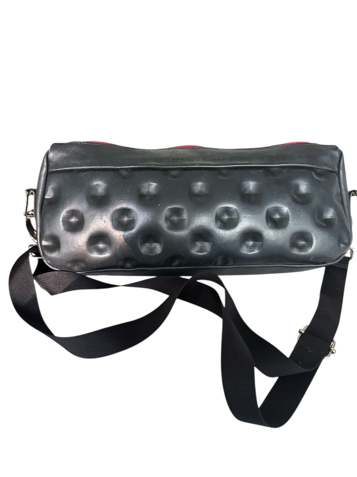 Andrea Valentini Shoulder Black Bag Raised Circles Limited Edition Tube