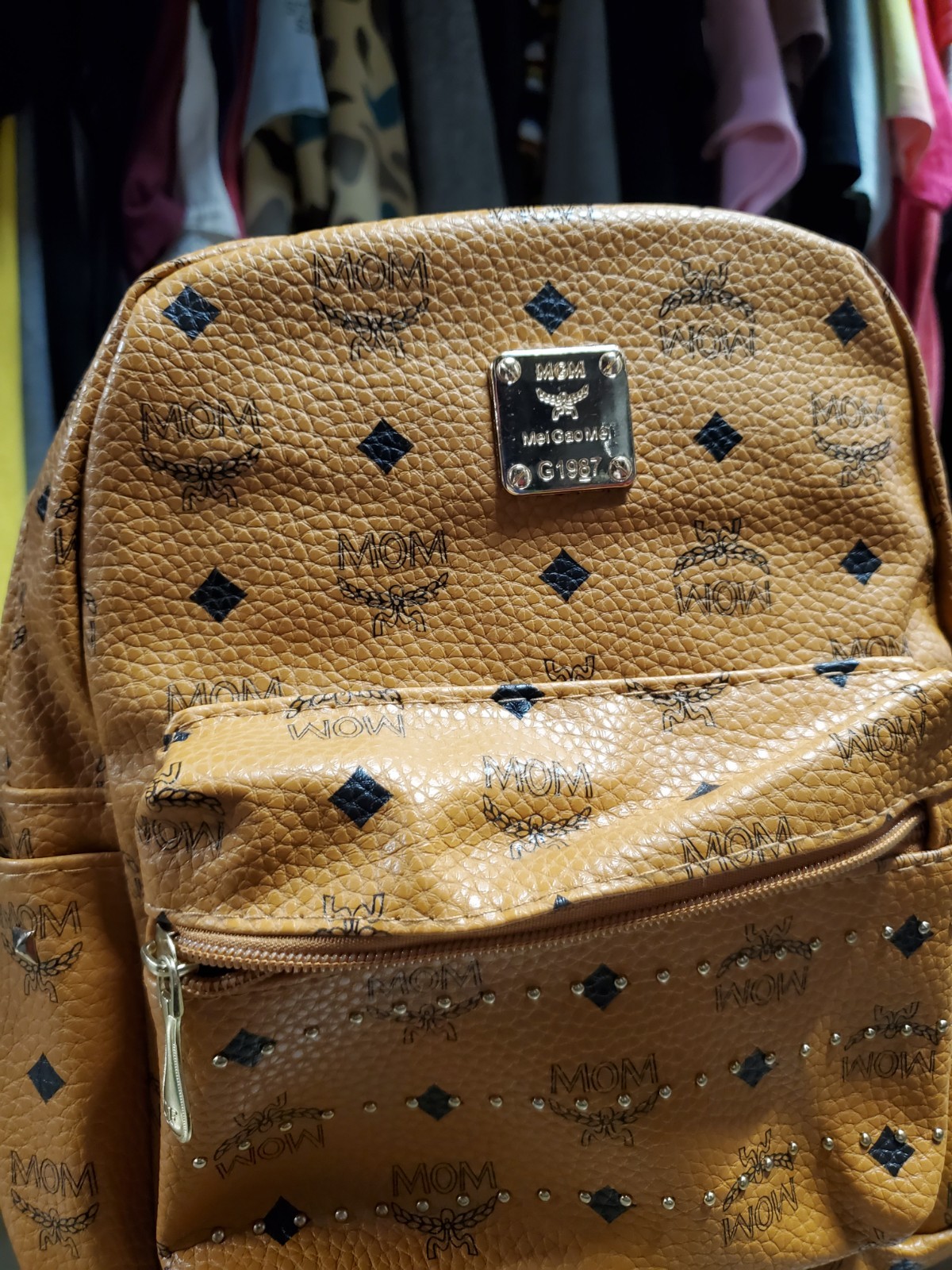MGM Cognac Mini Backpack Brown MOM WOW Bag Mei Gao Mei Rare Excellent