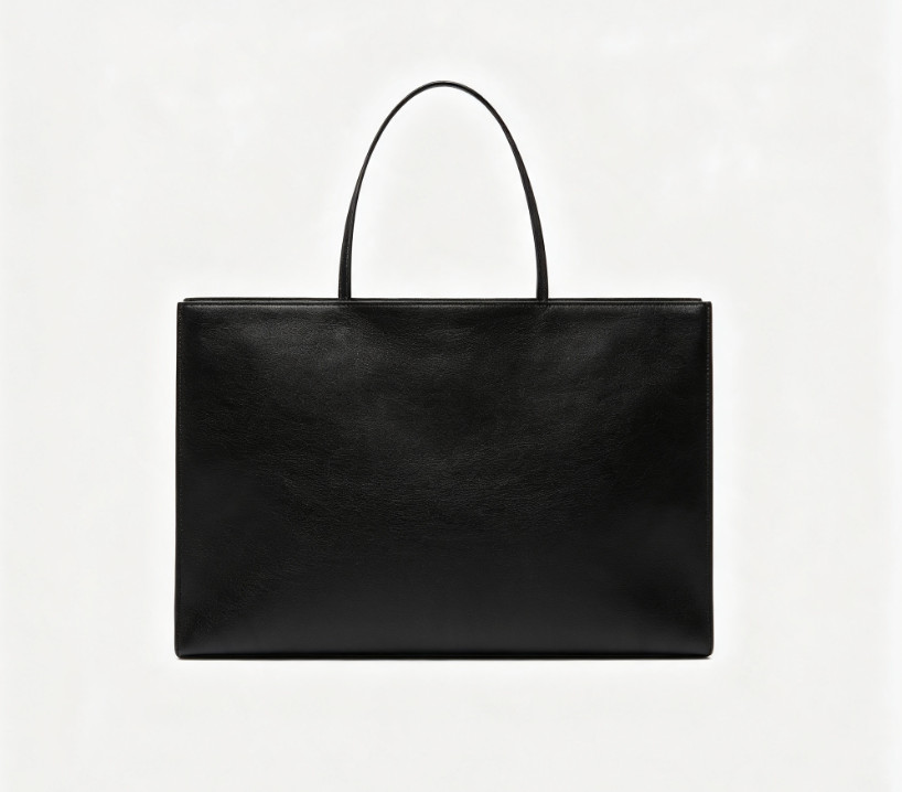 Solid Black Tote Bag Plain Shoulder Handbag Casual Daily Shopping Bag No Logo