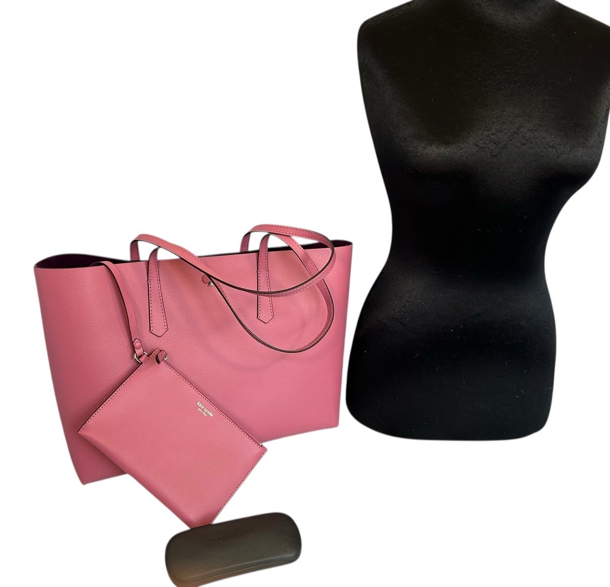 New Kate Spade Pink Hibiscus Tea Leather MOLLY Large Tote Bag & Pouch NWT Purse