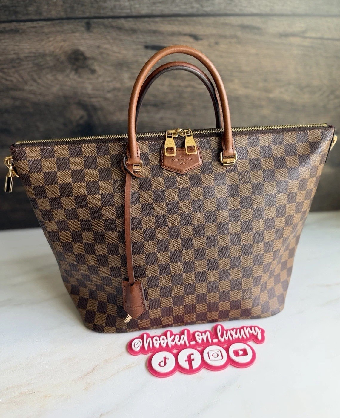 Authentic Louis Vuitton Belmont Damier Ebene Canvas Handbag Purse Tote