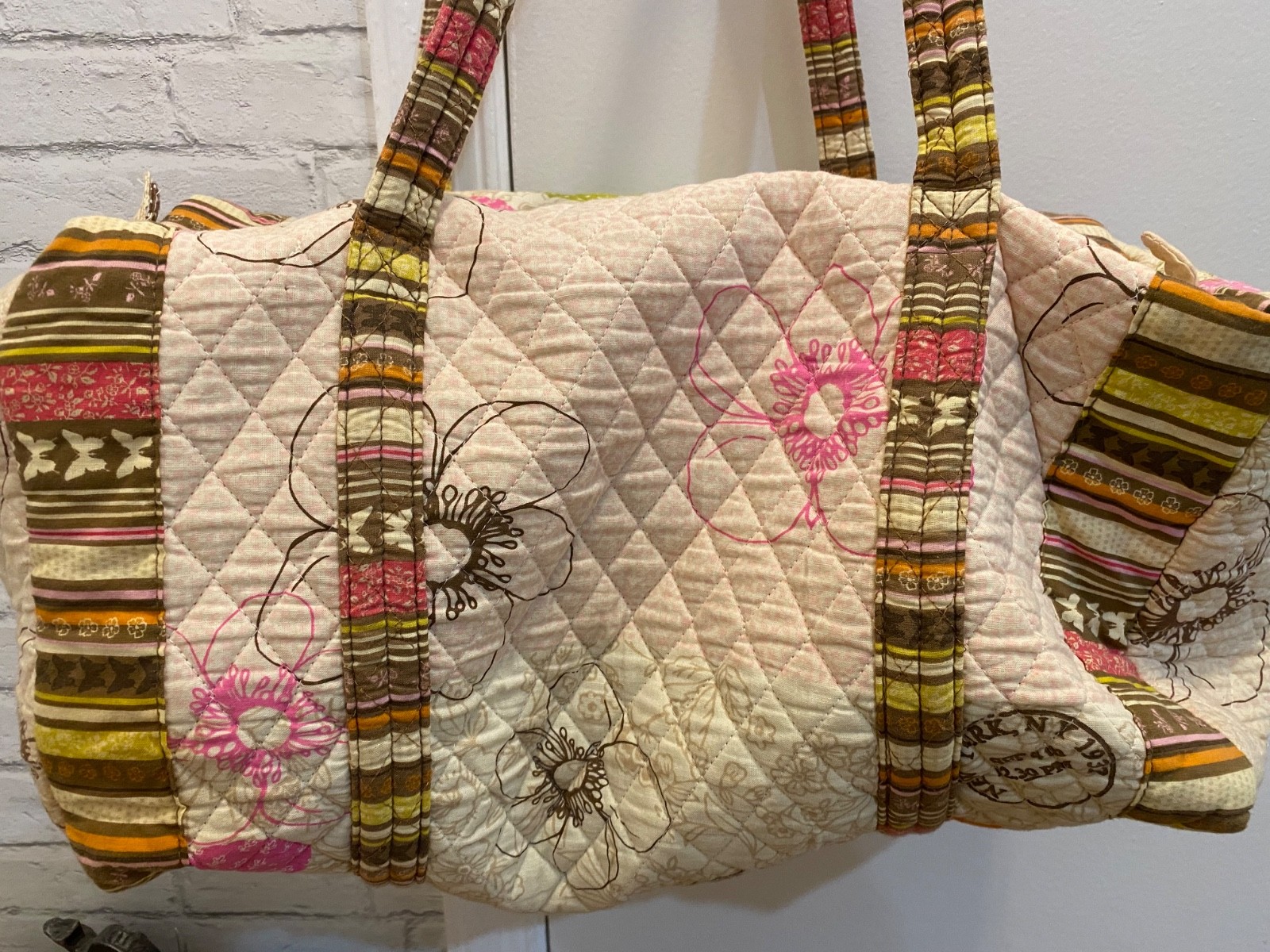 Weekender Travel Bag, Quilted Cotton Handmade Quilted Fabric Duffle Bag,
