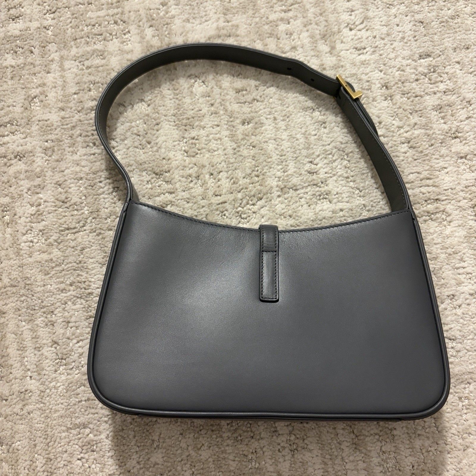 Saint Laurent Le 5 à 7 Hobo Shoulder Bag in Smooth Leather – Storm (Gray)