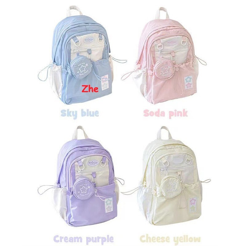 Women Unisex Girl Cute Cartoon Student School Bag Drawstring Shoulder Backpack