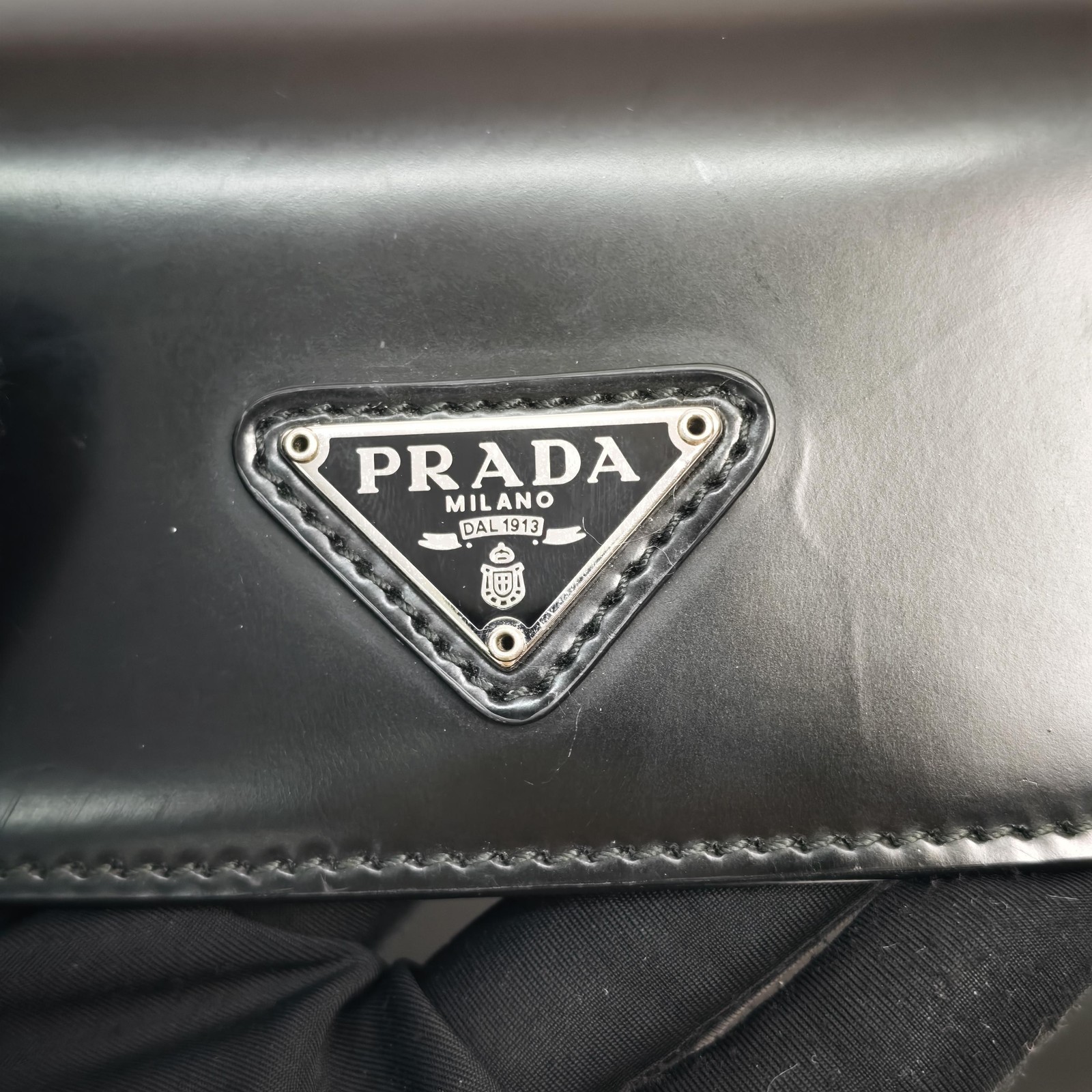 Prada Cleo Normal Black Glossy Cowhide Shoulder Crossbody Bag Duty Paid