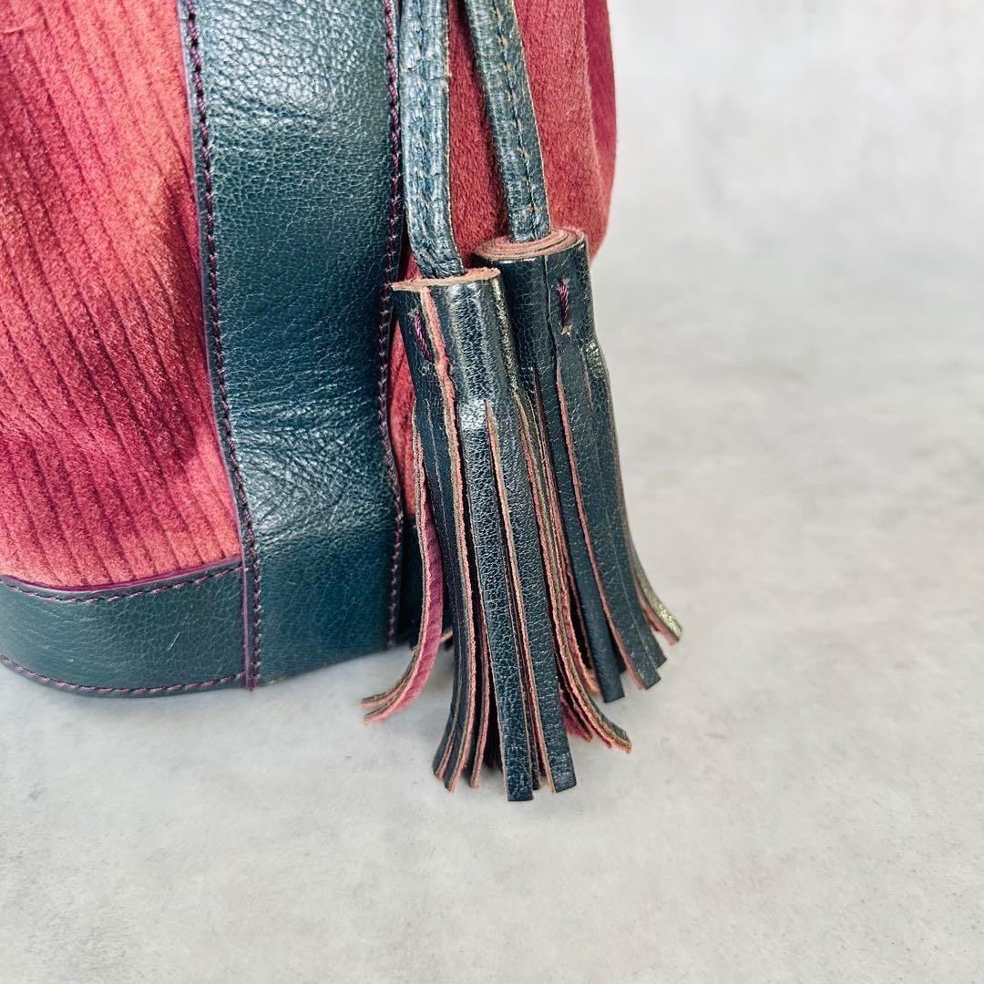 MARC JACOBS Drawstring Bucket Shoulder Bag Flower Leather Corduroy