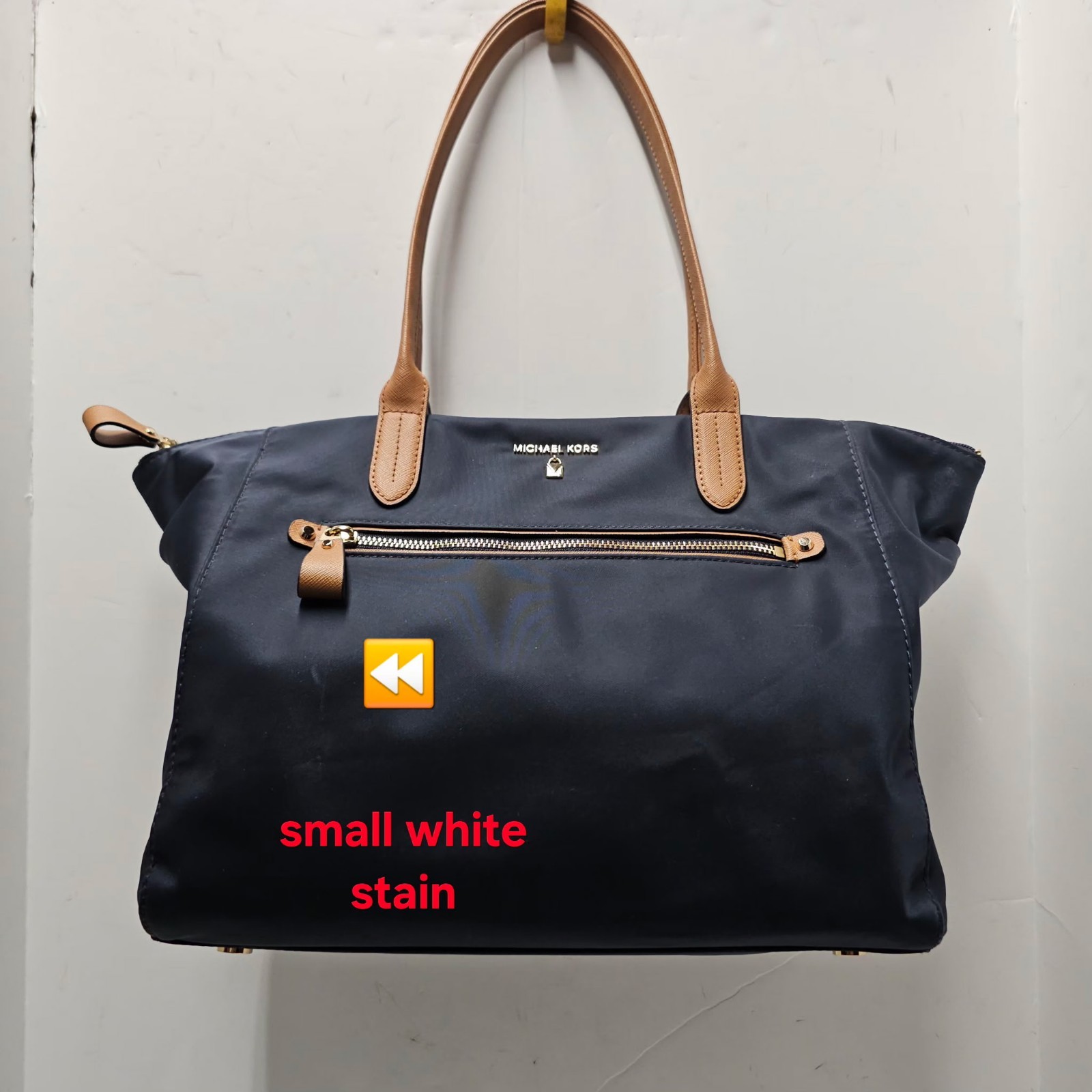 Michael Kors Kelsey Medium Tote Blue Nylon Travel Bag Luggage Sleeve Clean EUC