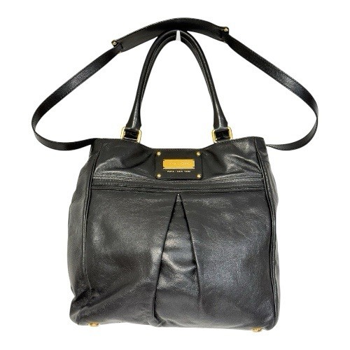 VINTAGE Marc Jacobs FW09 Archival Black Leather Hobo Bag Paris NY Gold Plate 197