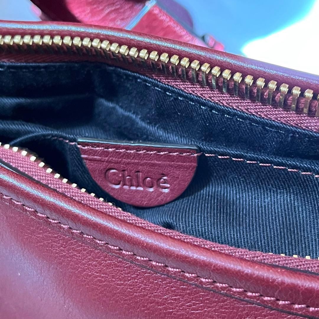 Chloe leather shoulder bag burgundy 24×22cm Authentic Designer Luxury Iconic
