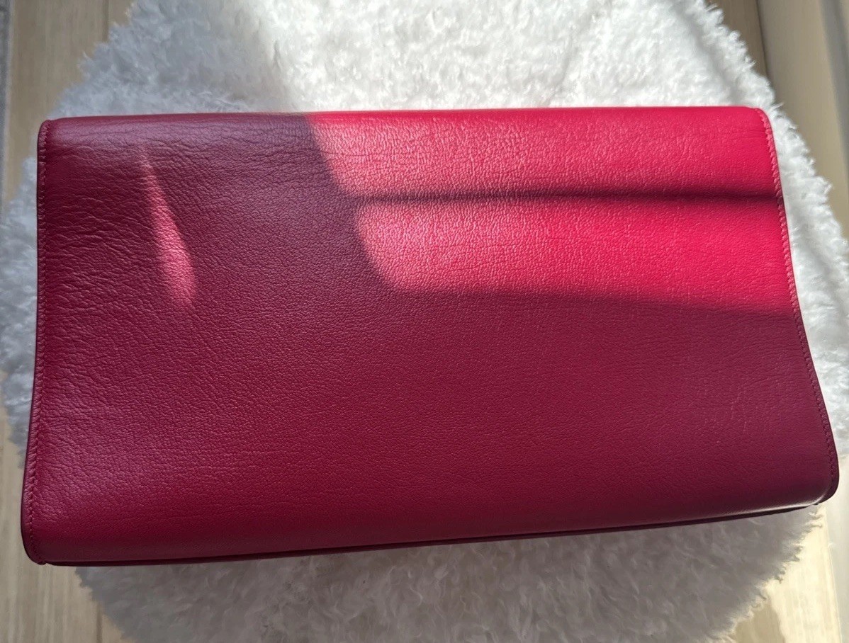 AUTH YVES SAINT LAURENT BELLE DE JOUR ENVELOPELARGE CLUTCH PINK YSL