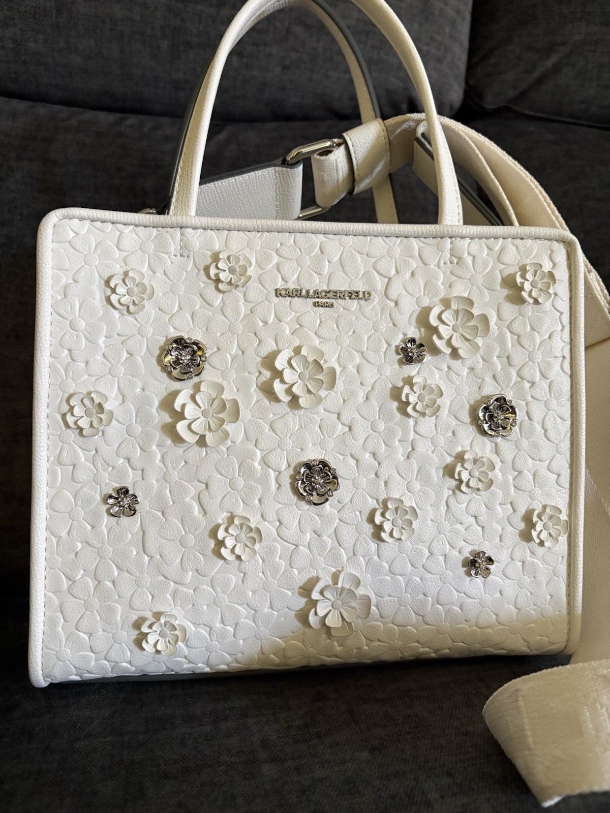 Medium Karl Lagerfeld Bag with Silver and White Appliqué Accents