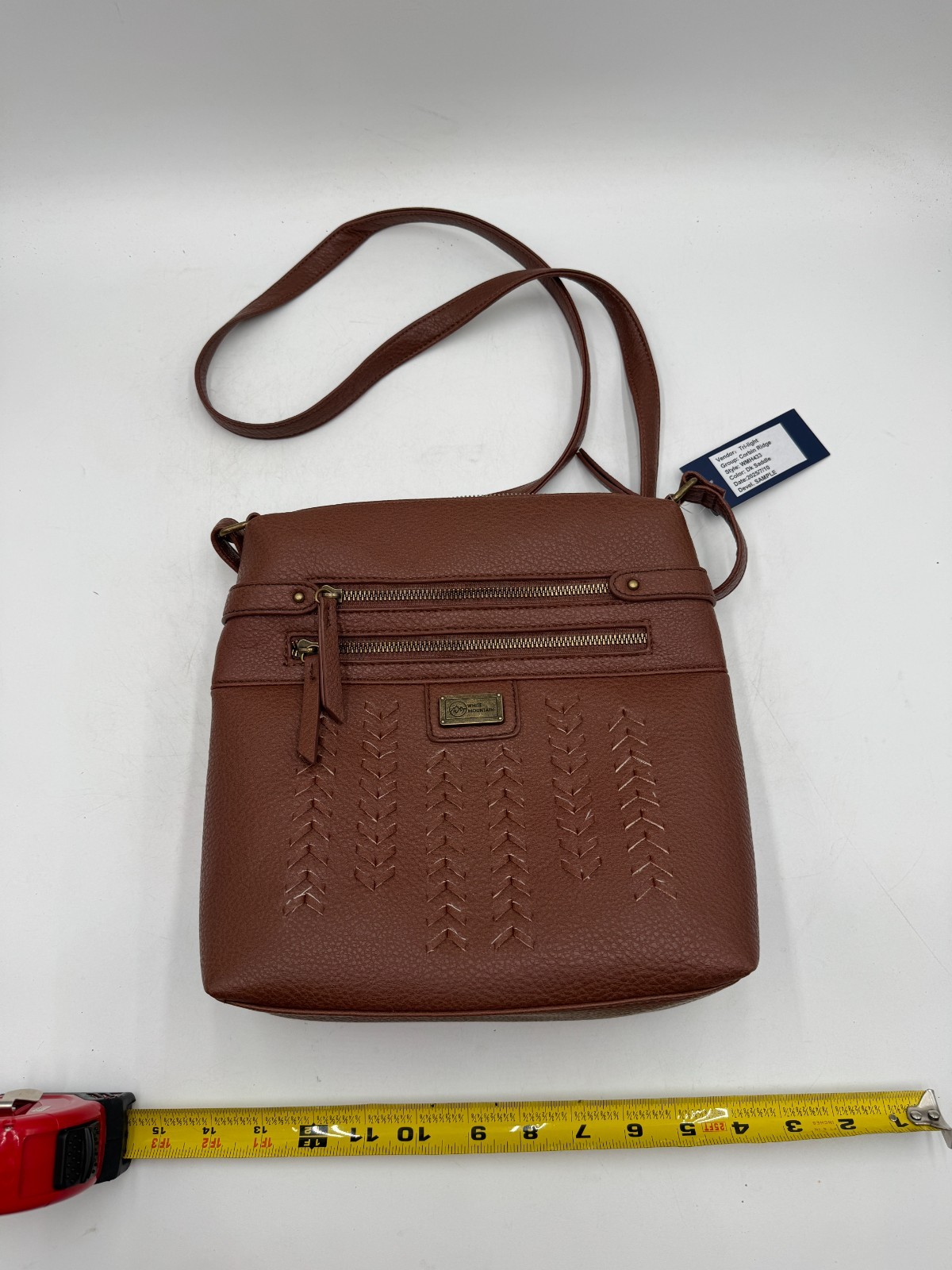 White Mountain Corbin Ridge Crossbody Bag Saddle Leather Zipper Pockets