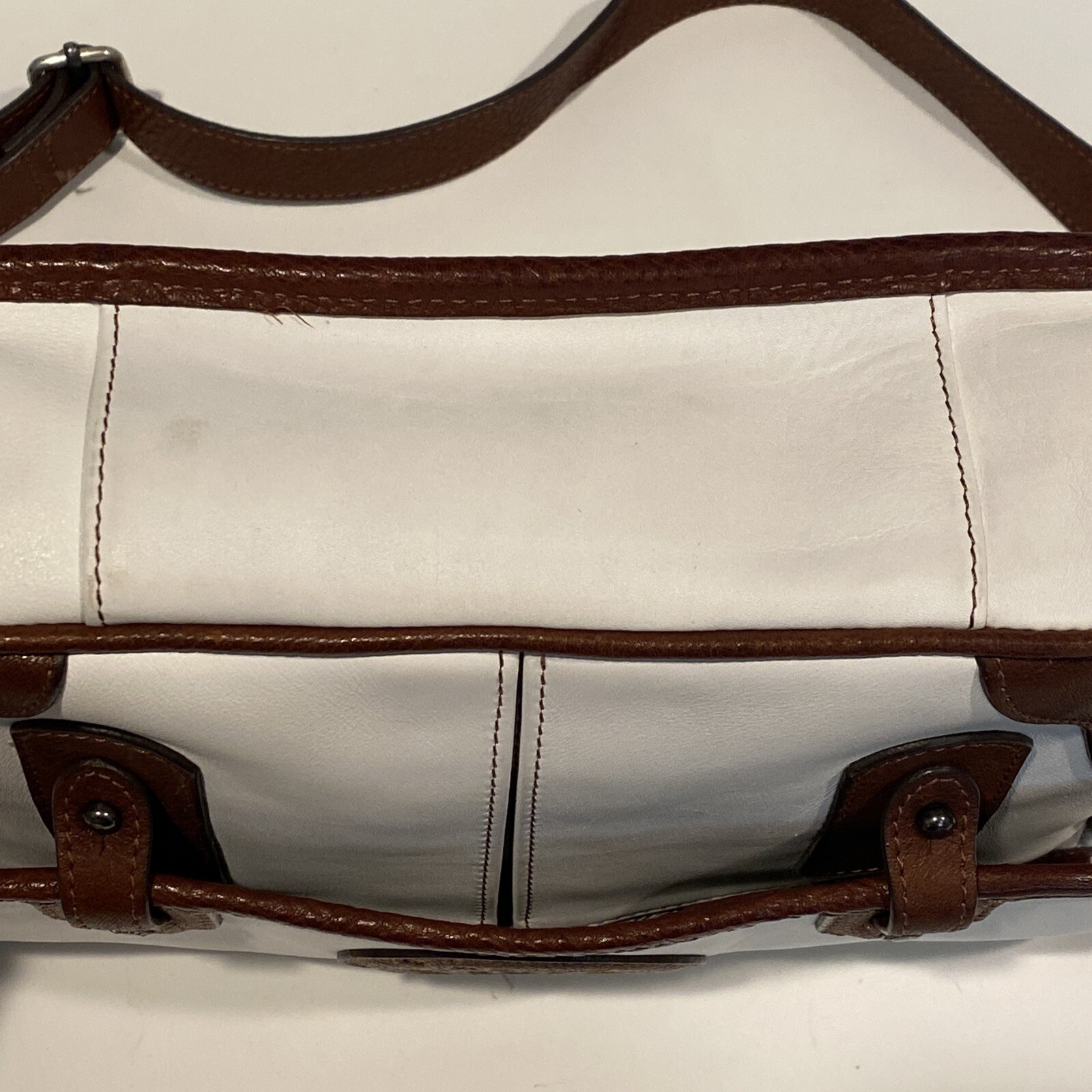 Vintage Original Ghurka No 509 PURSER white Leather/Trim Crossbody Bag RARE!