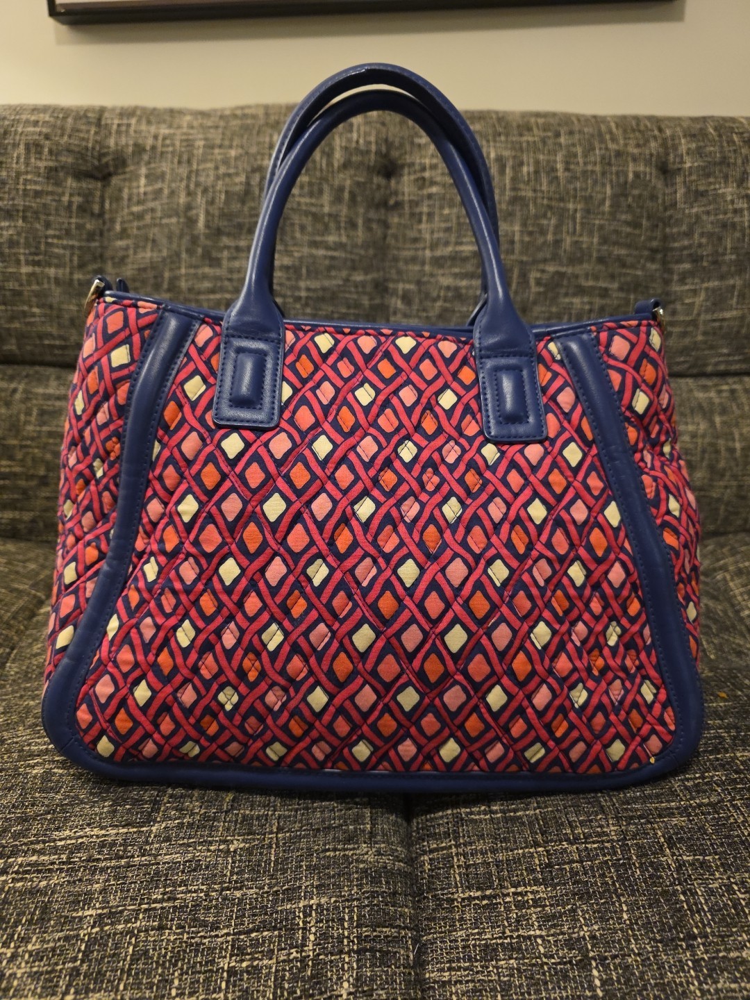Vera Bradley Purse Trimmed Trapeze Satchel Katalina Pink Diamonds