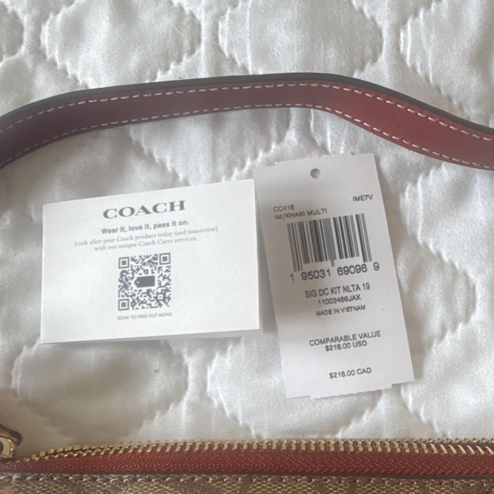 Coach Signature Cat Print Small Shoulder Bag Brown/Pink Zip Lined Pockets