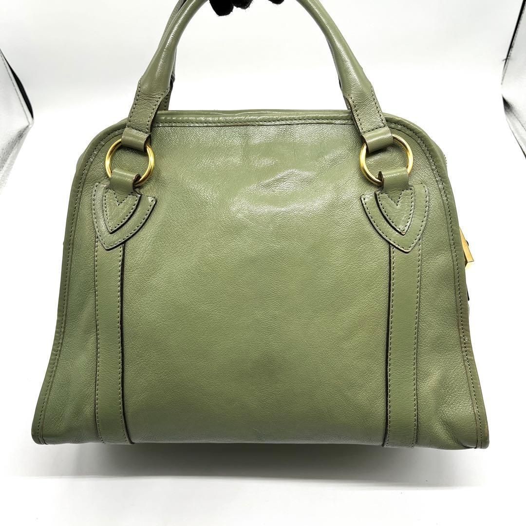 Marc Jacobs Green Leather 2Way Satchel Vintage Olive Shoulder Handbag Authentic