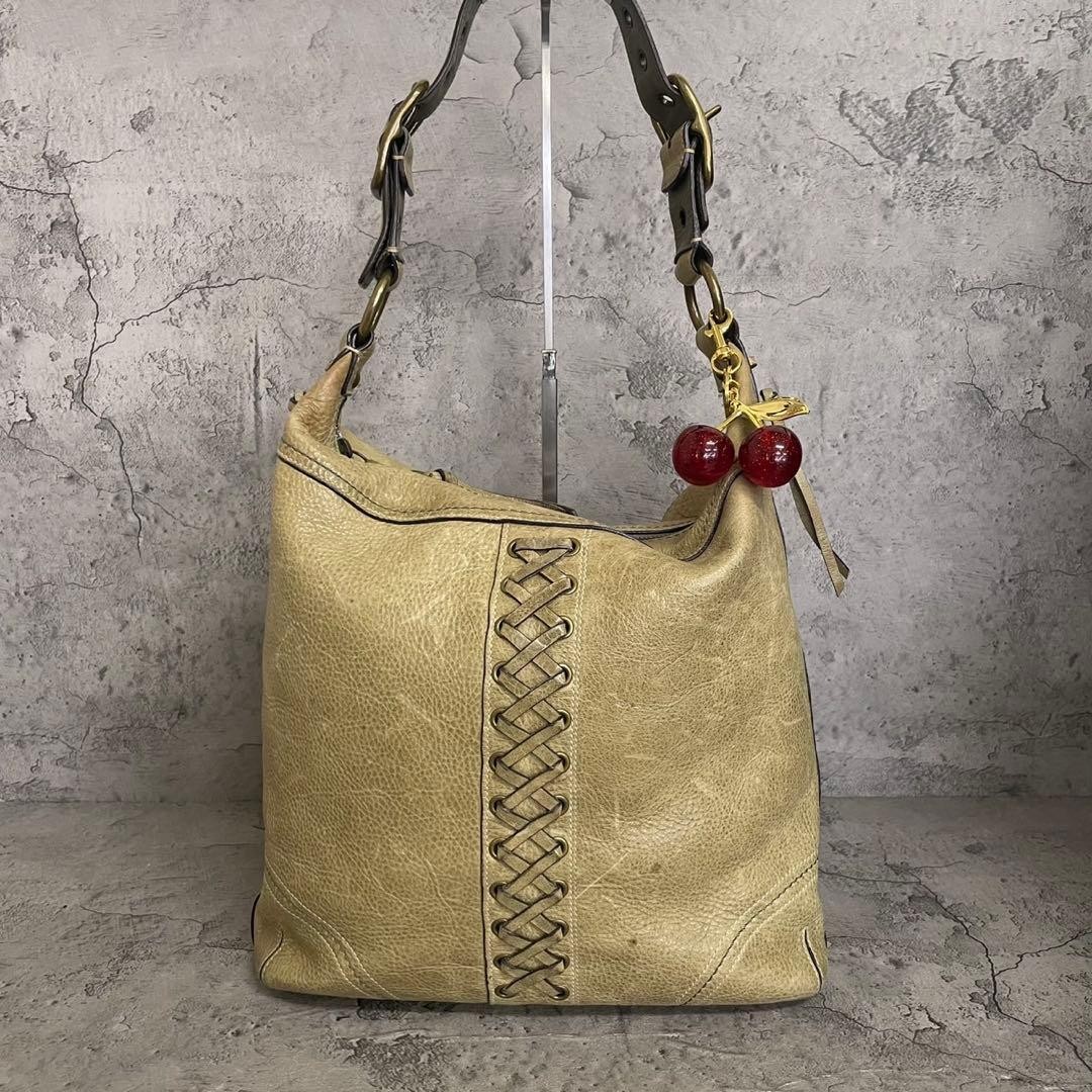 COACH Y2K Shoulder Bag yellow green beige from JAPAN