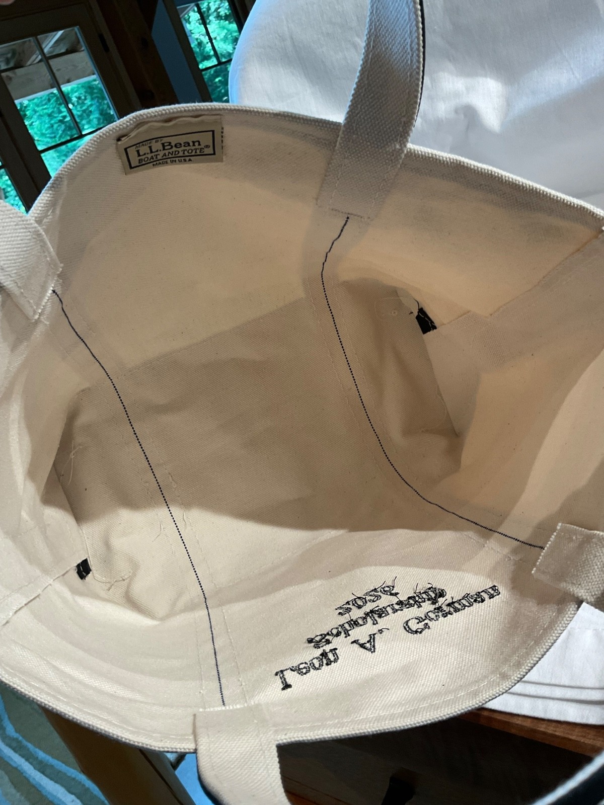 L.L. Bean Boat and Tote Bag Medium Open Top USA Heavy Canvas Embroidery Clean