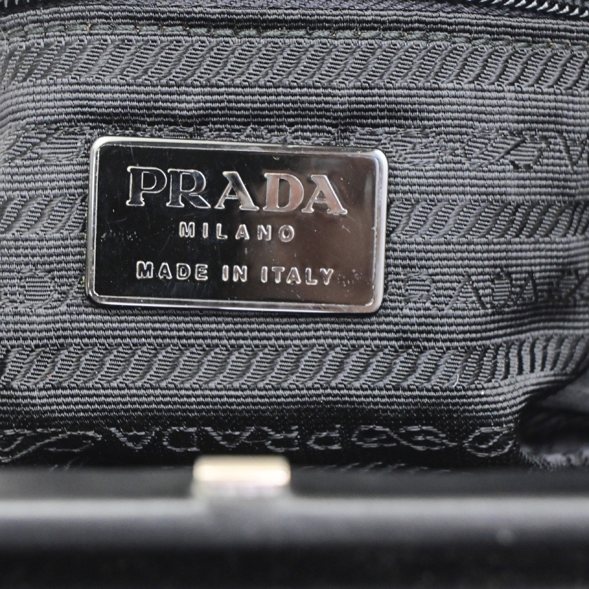 PRADA Logo Vitello Cernier Frame Shoulder Bag Leather Black SHW Italy 30KD170
