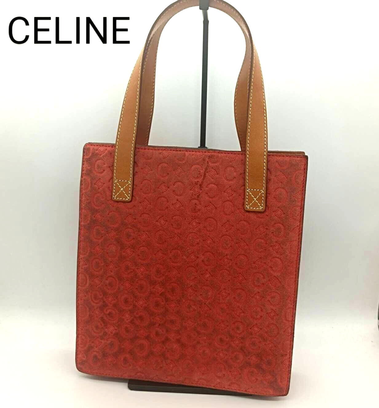 CELINE tote bag hand bag suede Macadam W 22cm/8.6in H 23cm/9.05in D 7cm/2.8in