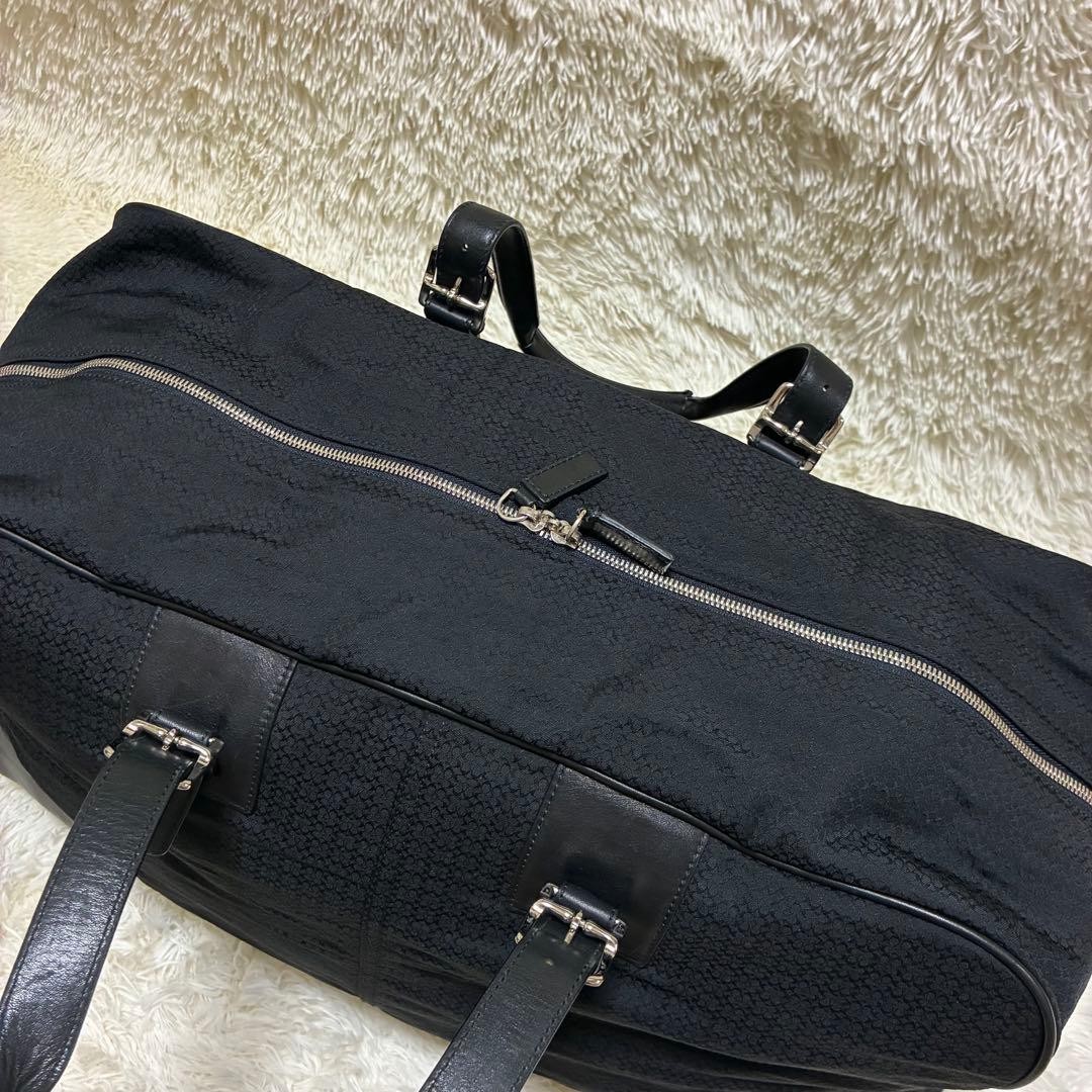 Rare COACH Boston Bag Signature Leather Canvas Black