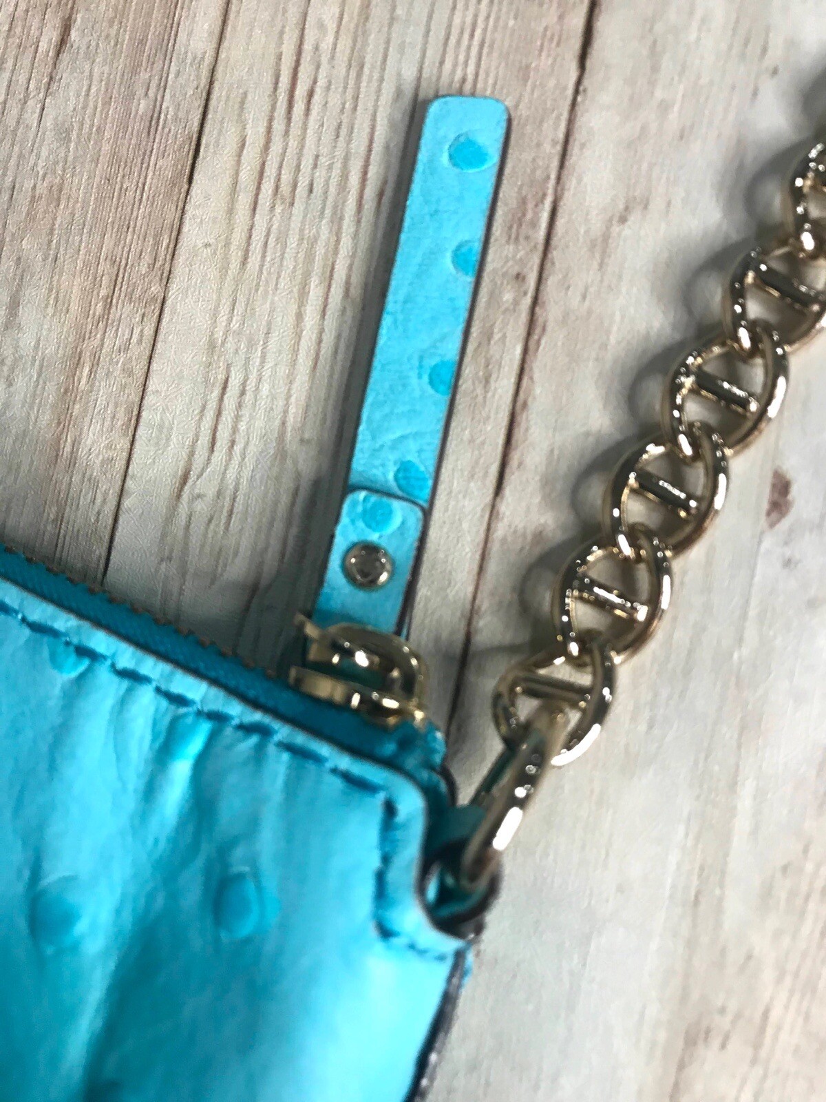 Kate Spade Wellesley Byrd Ostrich Pool Blue Leather Purse WKRU1887 Purse