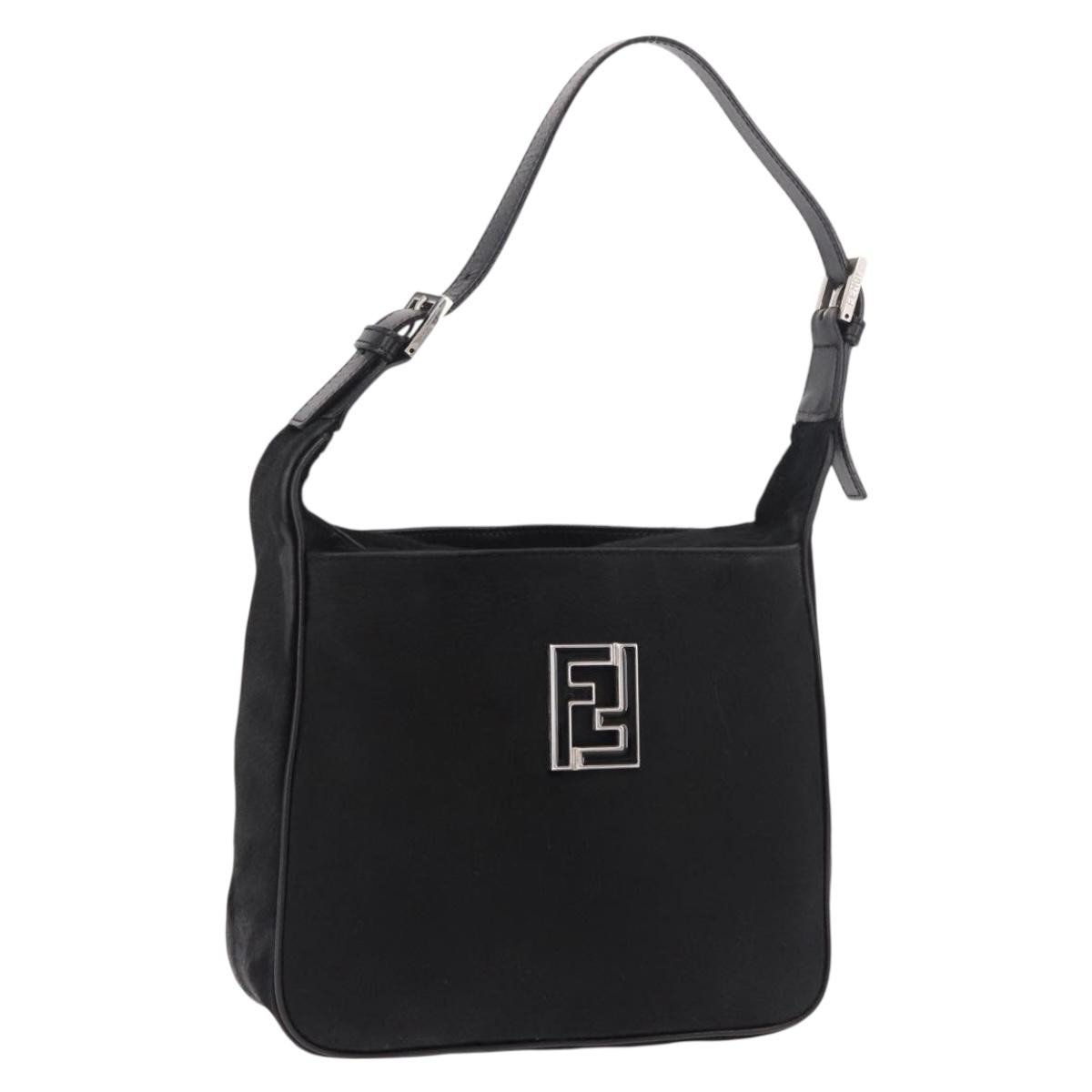 FENDI Shoulder Bag Harako leather Black Silver Auth 187543V