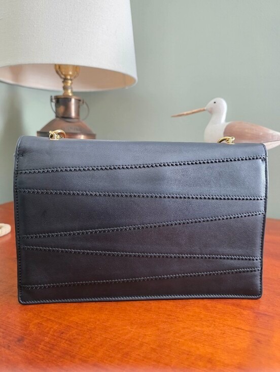 Salvatore Ferragamo Ginny Vara Bow Black Calf Leather Chain Shoulder Bag