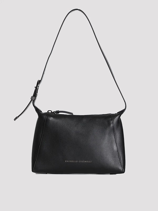 BRUNELLO CUCINELLI WOMEN’S BLACK LEATHER SHOULDER BAG MSRP $2860