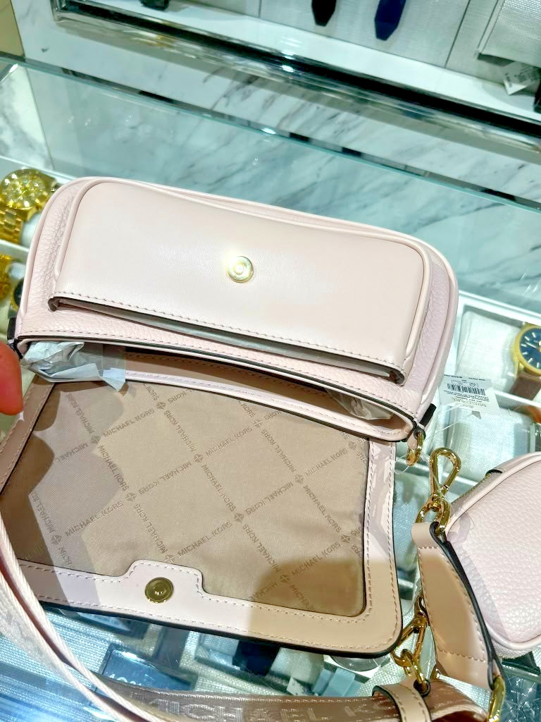 Michael Kors Jet Set Travel Small Leather Shoulder Bag w/ Case Powder Blush Pink