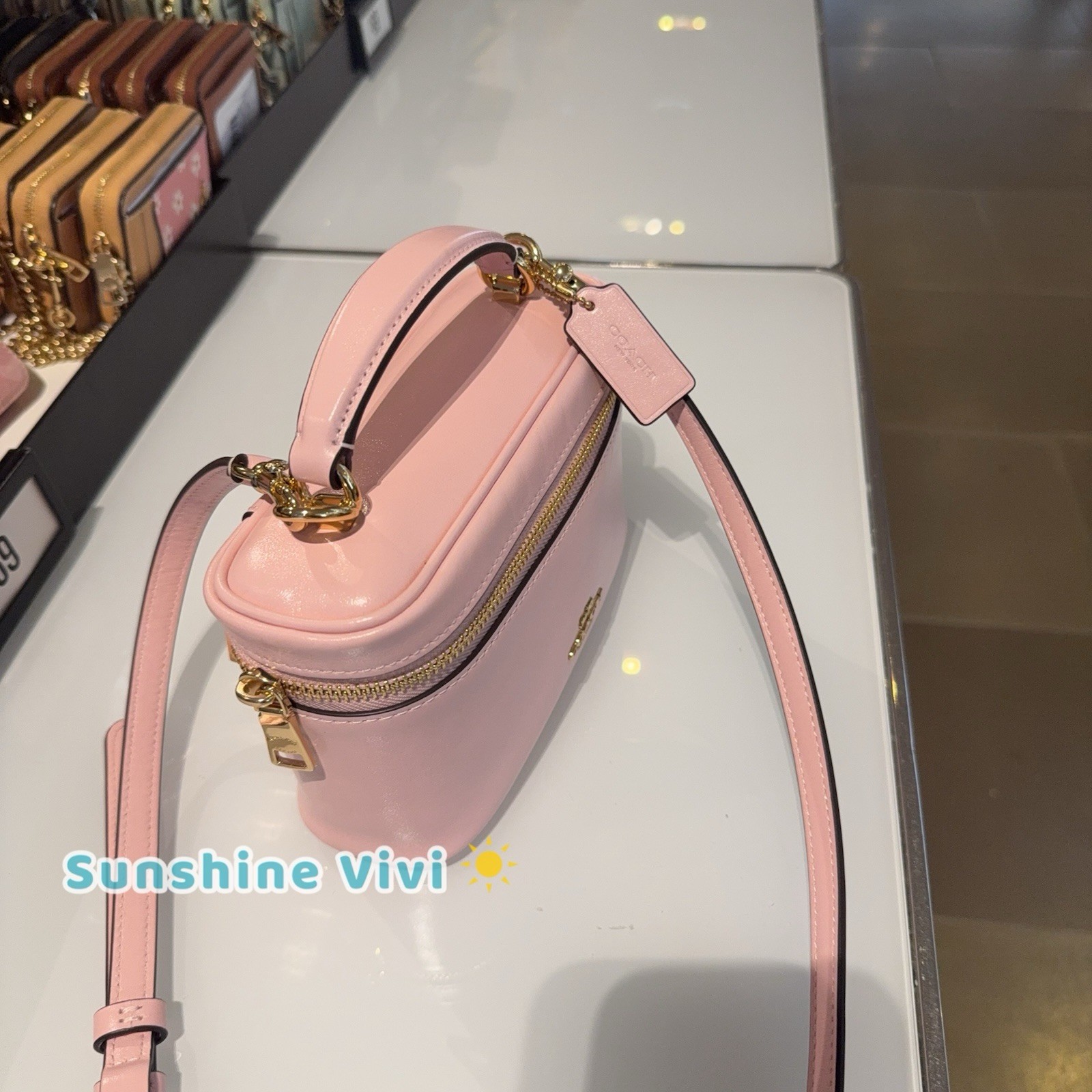 NWT Coach Rainer Crossbody Bag 18 CEO24 Gold/Soft Pink Shiny smooth leather