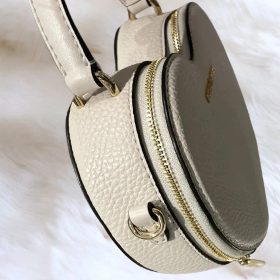 Michael Kors Small Crossbody Bag Handbag Purse + Coin Keychain Ring Light Cream