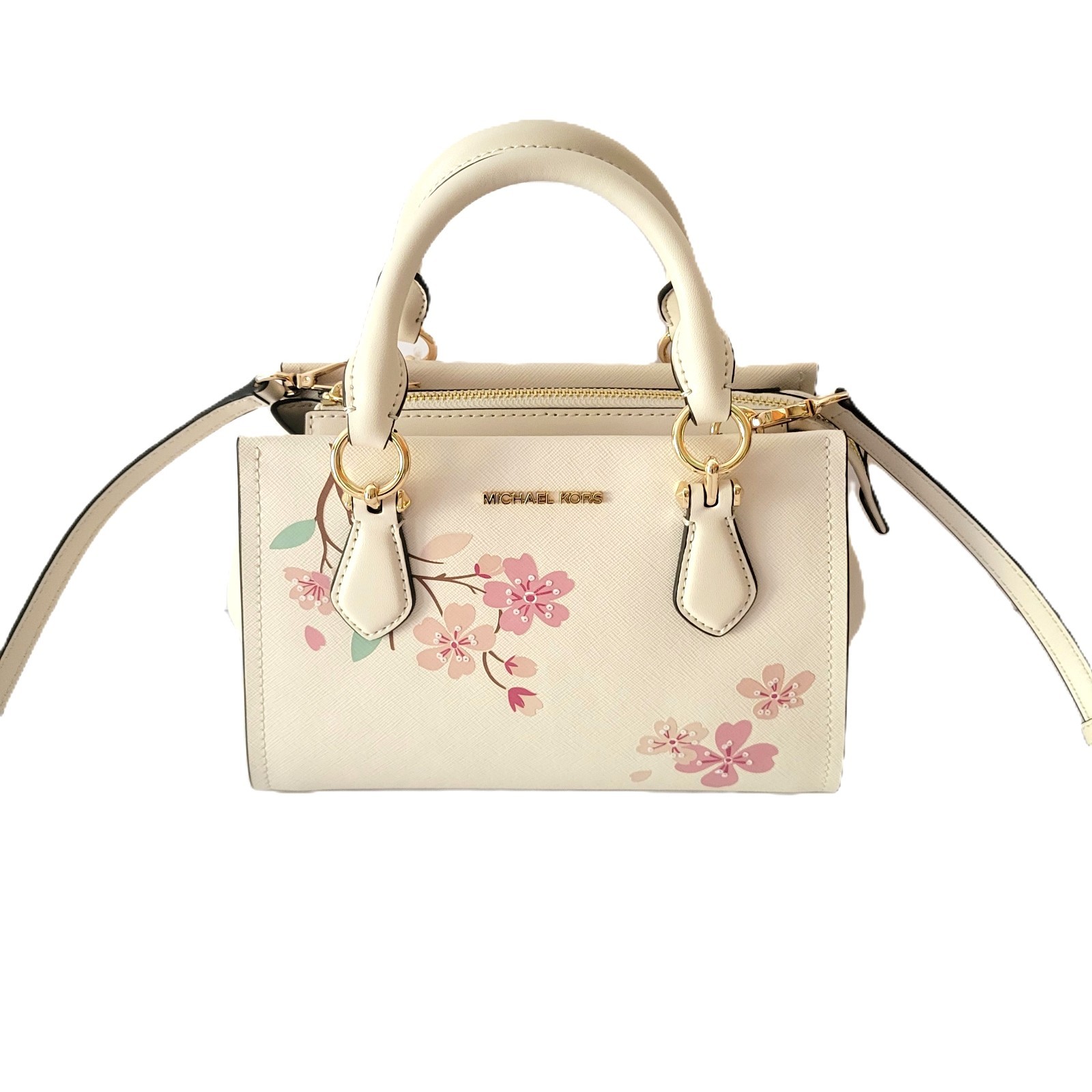 Michael Kors Marilyn Small Messenger Satchel Handbag Light Cream Multi Floral