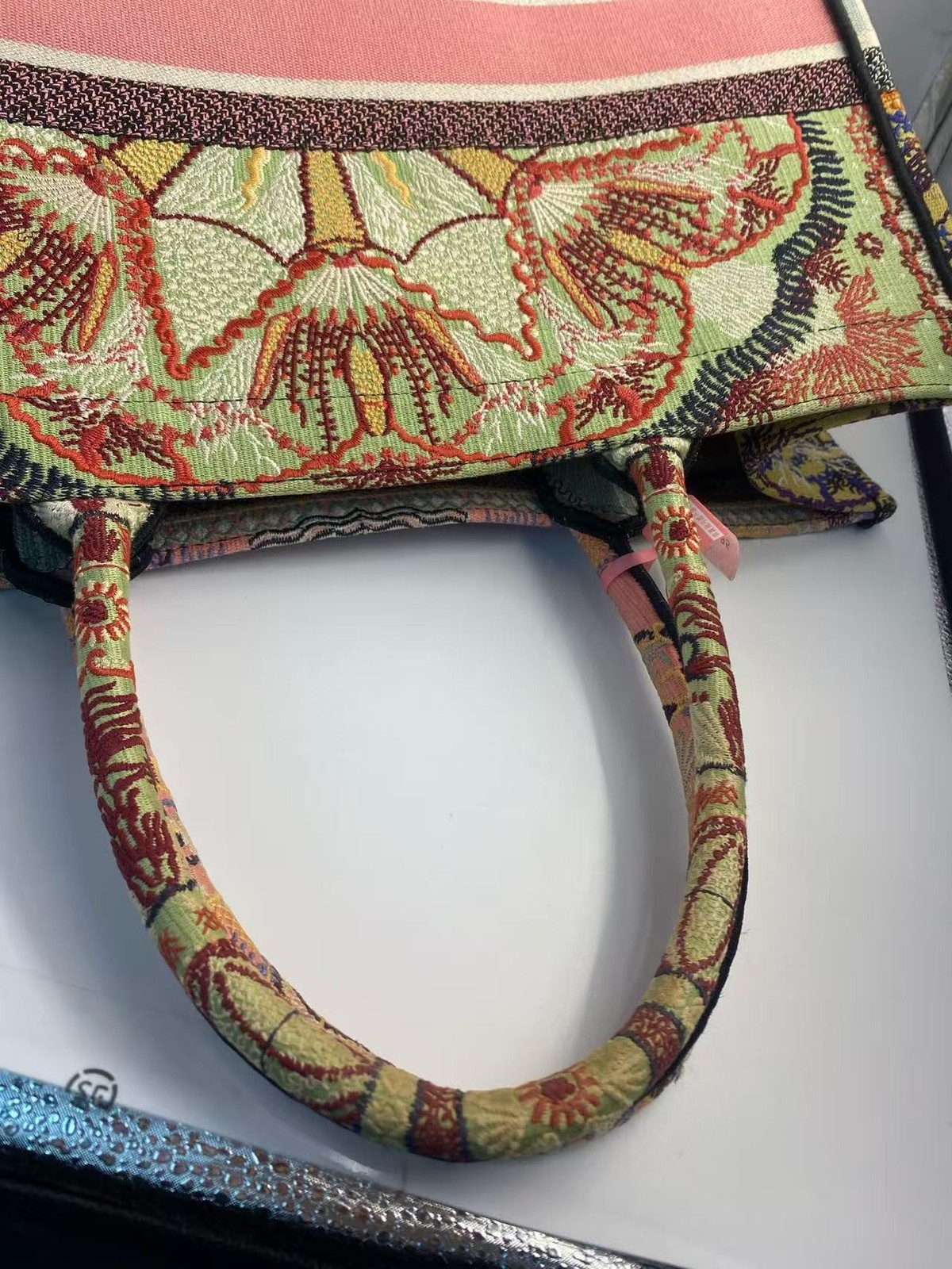 Christian Dior Book Tote Multicolor Floral Canvas Top Handle Bag