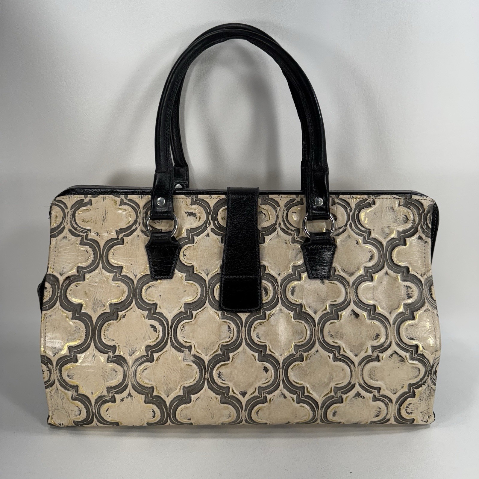 Glenda Gies Mathilda Ivory Gold Doctors Bag Shoulder Bag